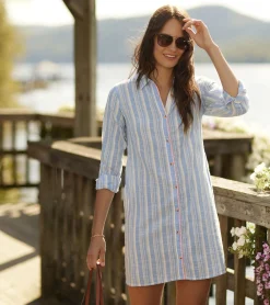 Outlet Cara Shirt Dress - Light Blue Stripes Women Dresses