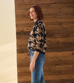 Clearance Carmi Pullover - Large Houndstooth Women Sweaters|Tops