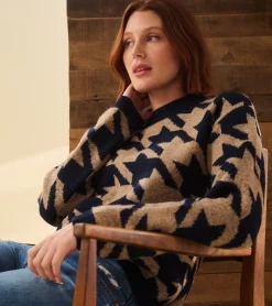 Clearance Carmi Pullover - Large Houndstooth Women Sweaters|Tops