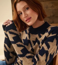 Clearance Carmi Pullover - Large Houndstooth Women Sweaters|Tops