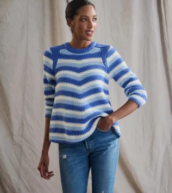 Outlet Chevron Swing Sweater - Navy Blue Women Sweaters