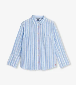Hot Cindy Blouse - Light Blue Stripes Women Tops