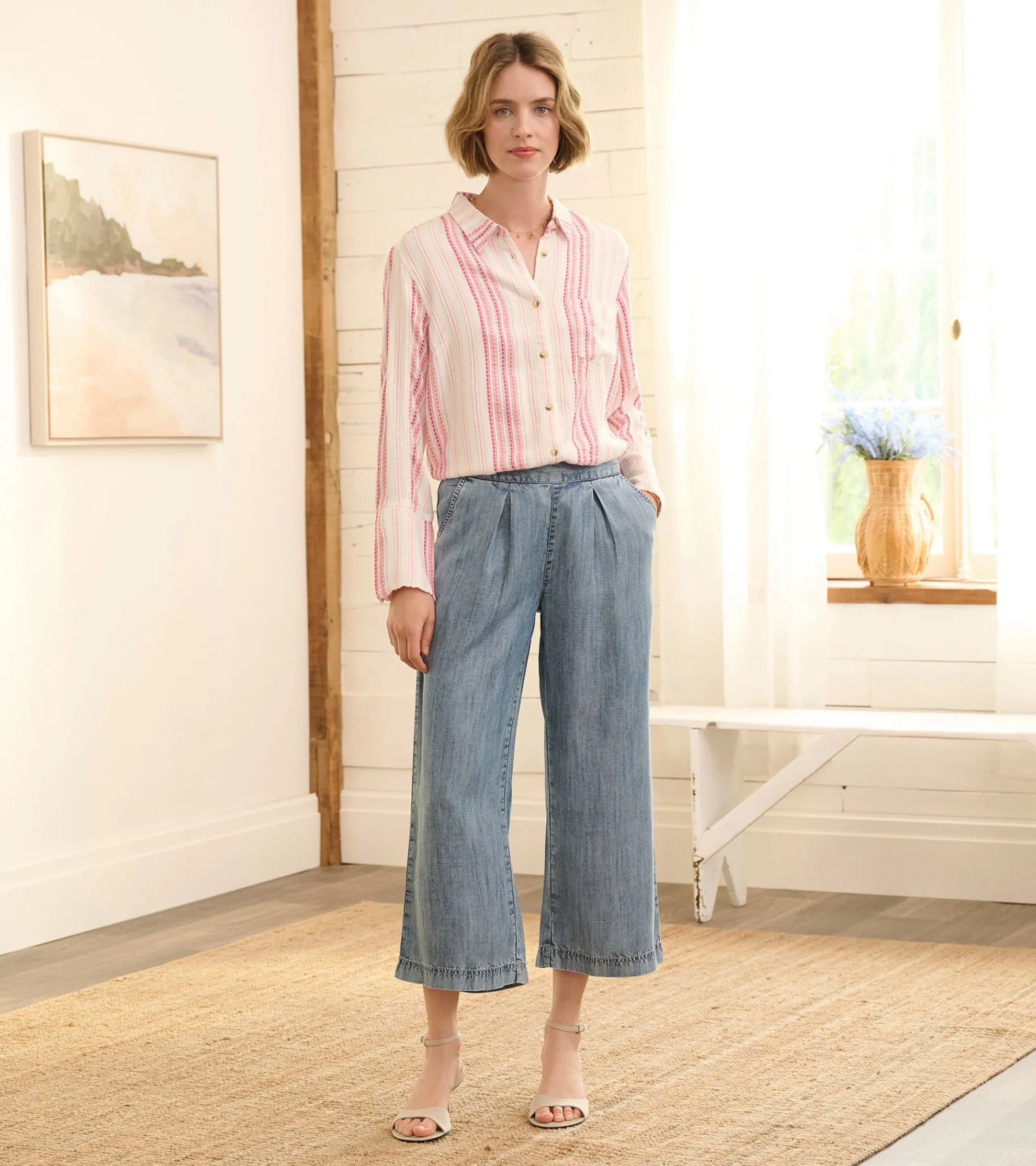 Clearance Cindy Blouse - Rose Ribbon Stripe Women Tops
