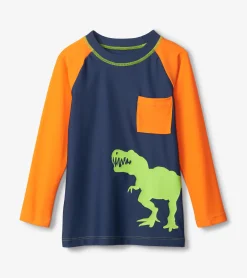 Outlet Colourblock Dino Long Sleeve Pocket Rashguard BOY Swimwear|Swimwear