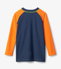 Outlet Colourblock Dino Long Sleeve Pocket Rashguard BOY Swimwear|Swimwear