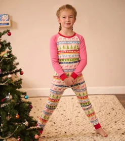 Discount Cream Painted Fair Isle Raglan Kids Organic Cotton Pajama Set Sleepwear|Sleepwear