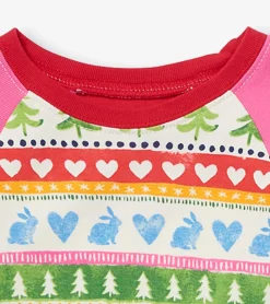 Discount Cream Painted Fair Isle Raglan Kids Organic Cotton Pajama Set Sleepwear|Sleepwear