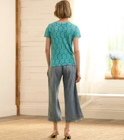 Best Cropped Wide Leg Pants - Blue Acid Rinse Women Bottoms