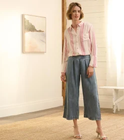 Best Cropped Wide Leg Pants - Blue Acid Rinse Women Bottoms