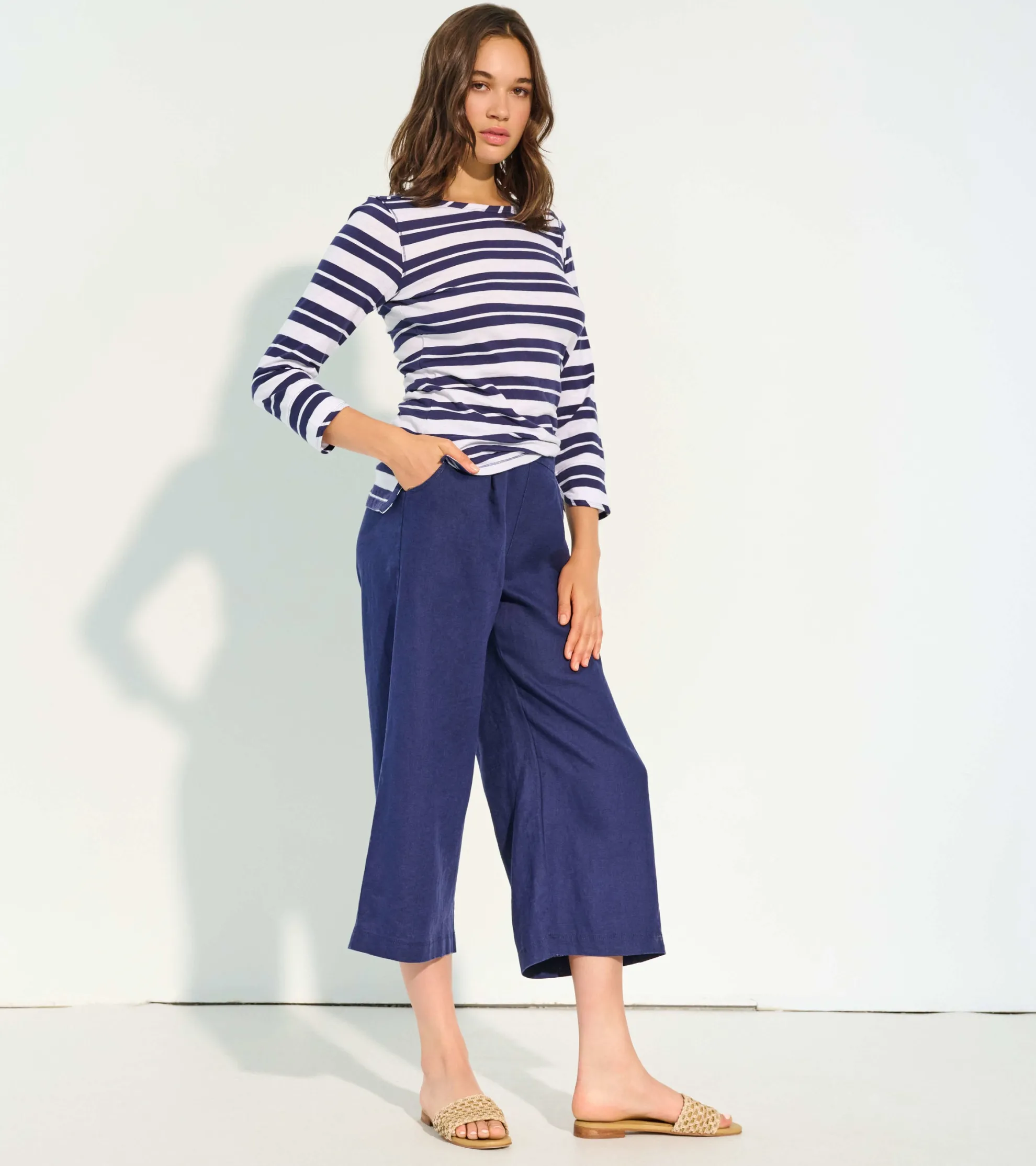 Best Cropped Wide Leg Pants - Navy Women Bottoms
