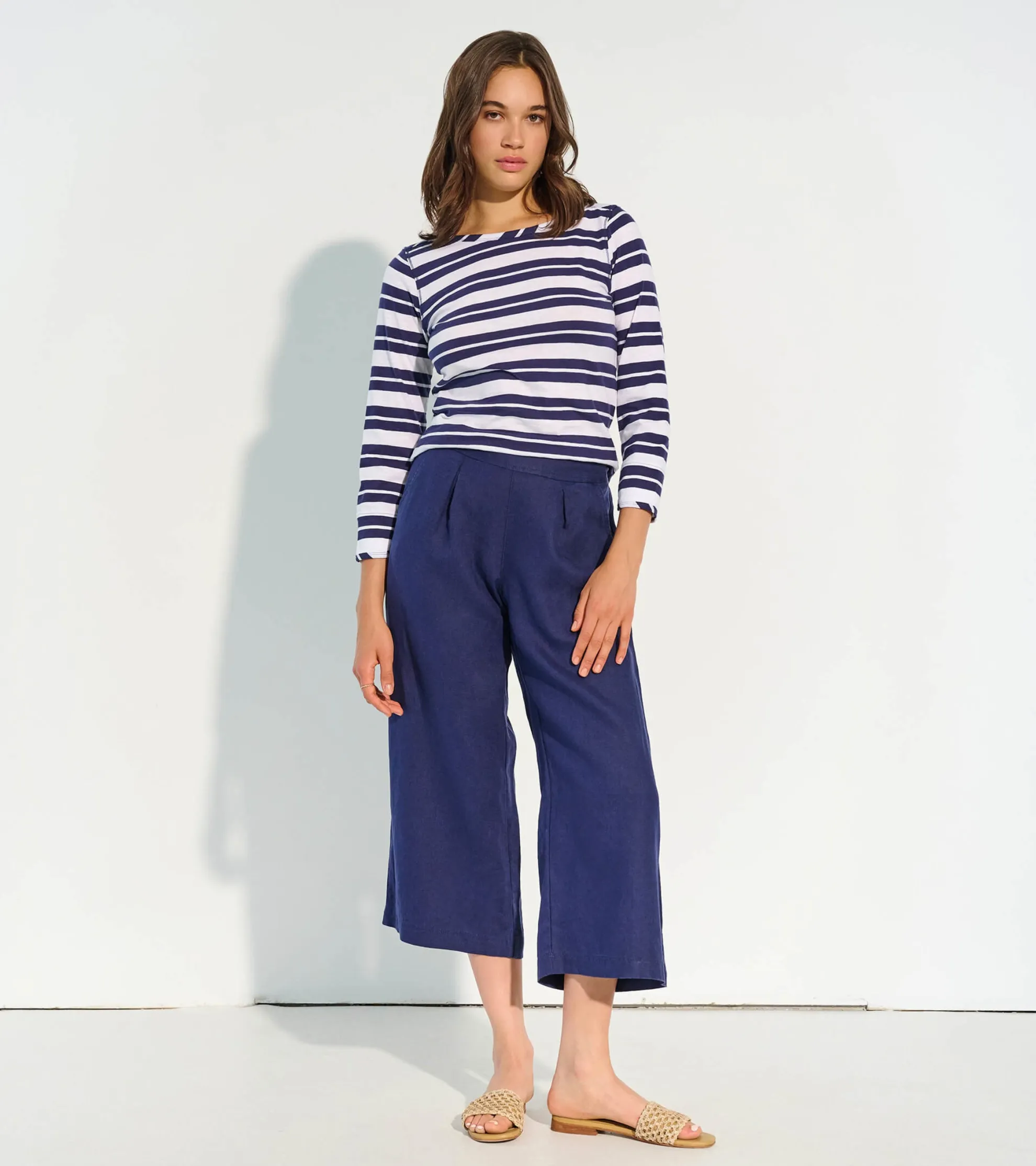 Best Cropped Wide Leg Pants - Navy Women Bottoms