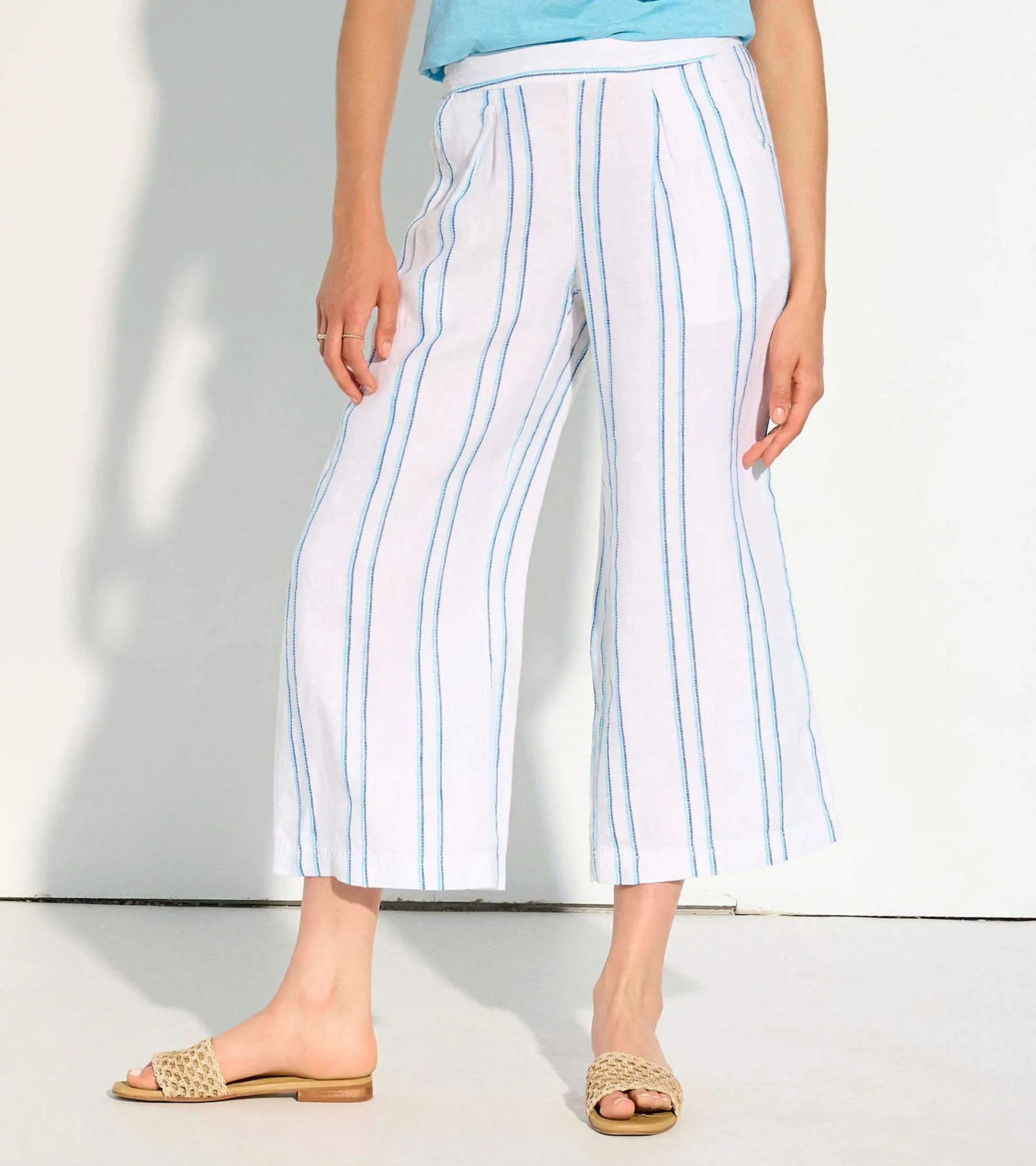 Outlet Cropped Wide Leg Pants - Sunny Stripes Women Bottoms