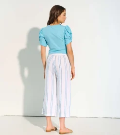 Outlet Cropped Wide Leg Pants - Sunny Stripes Women Bottoms