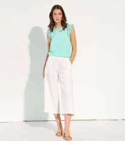 Outlet Cropped Wide Leg Pants - White Women Bottoms