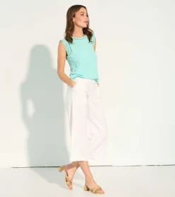 Outlet Cropped Wide Leg Pants - White Women Bottoms