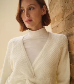 Hot Cross Over Sweater - Winter White Women Sweaters