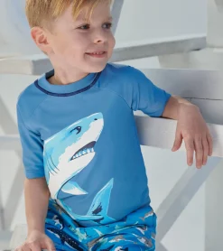 Discount Deep Sea Shark Short Sleeve Rashguard BOY Swimwear|Swimwear