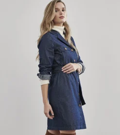 Online Denim Shirt Dress - Dark Wash Women Dresses|Tops