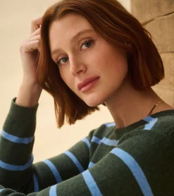 New Devon Sweater - Teal Heather Stripes Women Sweaters