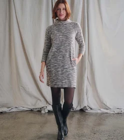 New Draped Collar Dress - Heather Grey Women Dresses