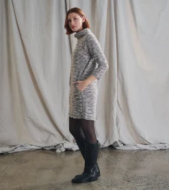 New Draped Collar Dress - Heather Grey Women Dresses