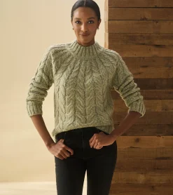 Clearance Dylan Cable Knit Sweater - Moss Green Women Sweaters