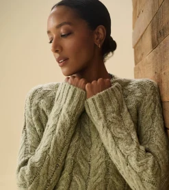 Clearance Dylan Cable Knit Sweater - Moss Green Women Sweaters