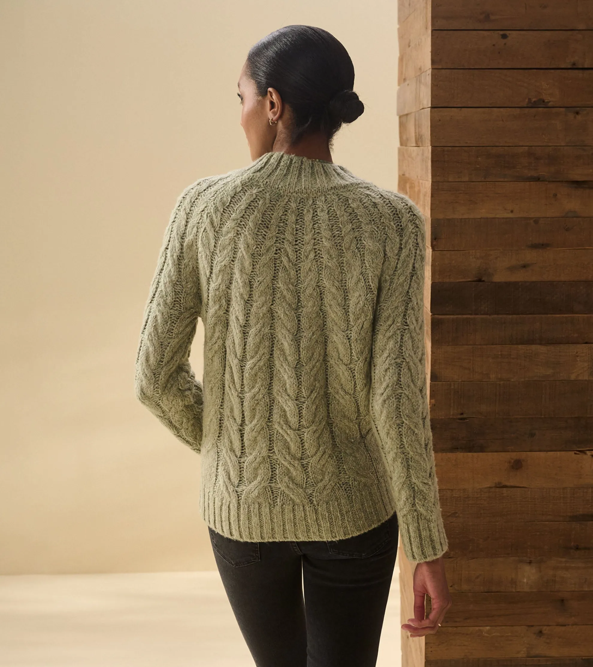 Clearance Dylan Cable Knit Sweater - Moss Green Women Sweaters