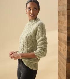 Clearance Dylan Cable Knit Sweater - Moss Green Women Sweaters