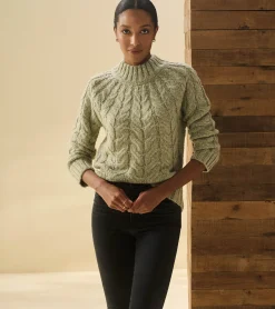 Clearance Dylan Cable Knit Sweater - Moss Green Women Sweaters