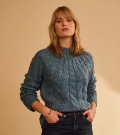 Online Dylan Cable Knit Sweater - Blue Heather Women Sweaters