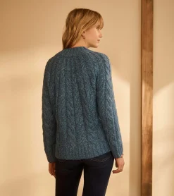 Online Dylan Cable Knit Sweater - Blue Heather Women Sweaters