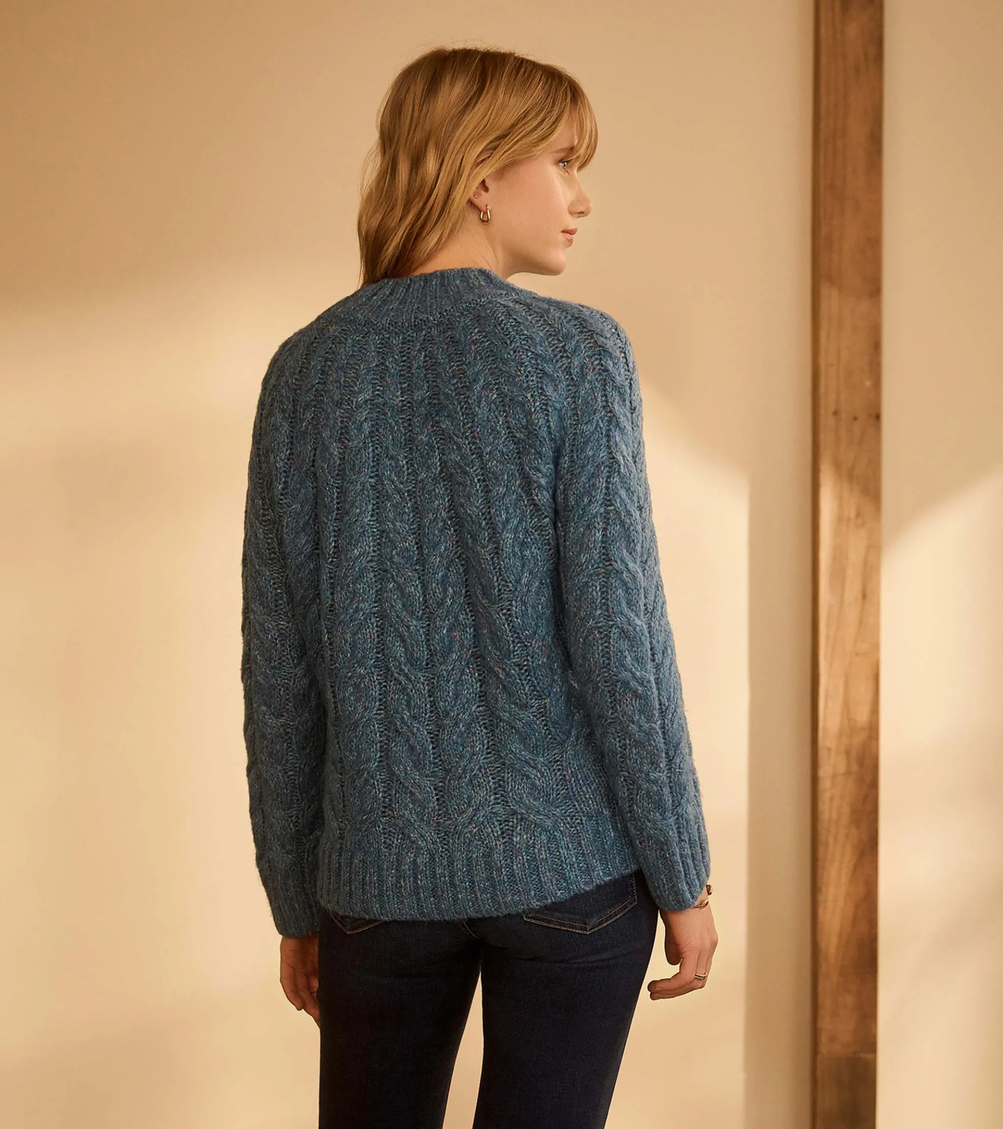 Online Dylan Cable Knit Sweater - Blue Heather Women Sweaters