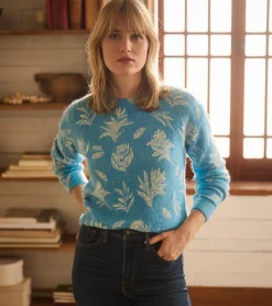 Online Ella Sweater - Linen Flowers Women Sweaters