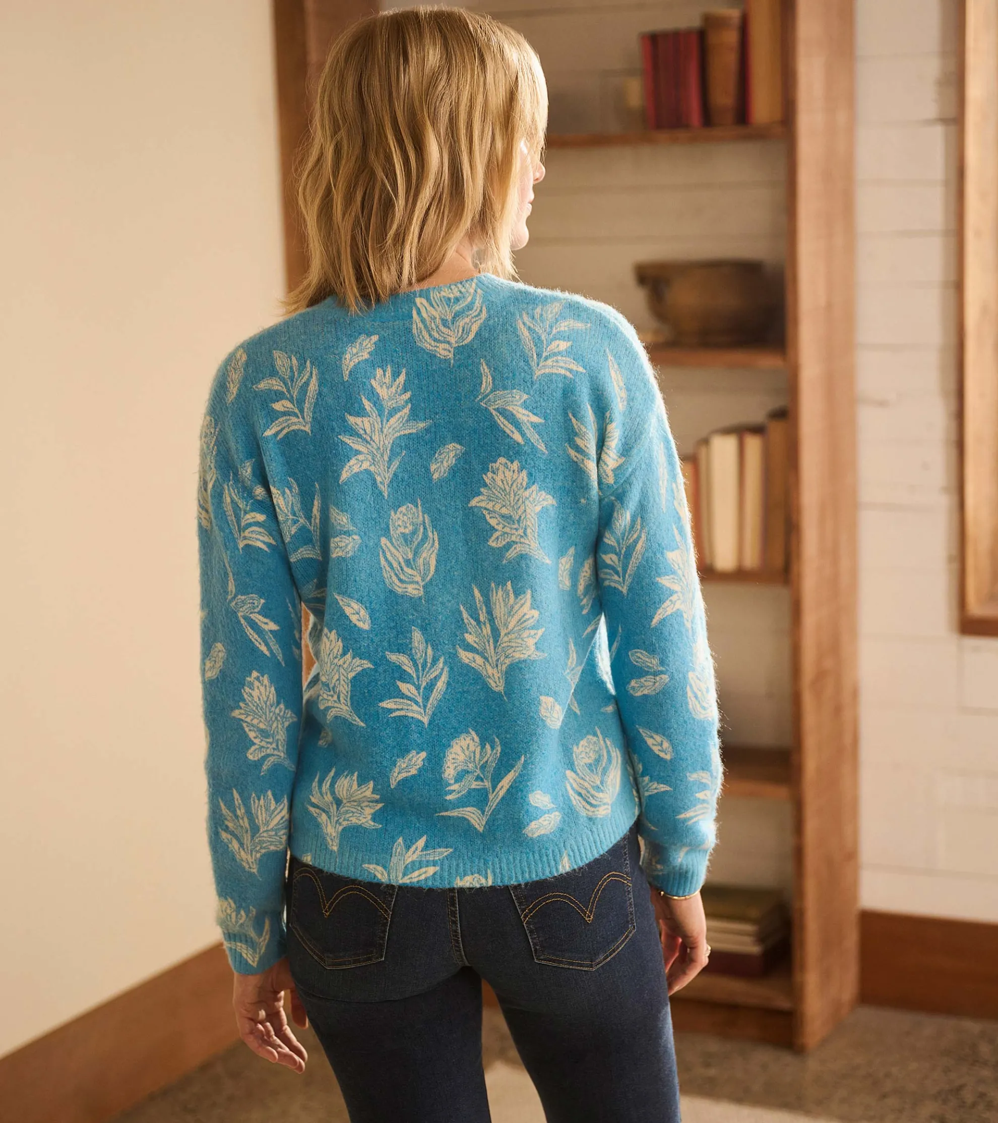 Online Ella Sweater - Linen Flowers Women Sweaters