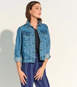 Outlet Embroidered Denim Jacket Women Outerwear