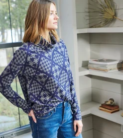 Clearance Funnel Neck Top - Patriot Checks Women Tops