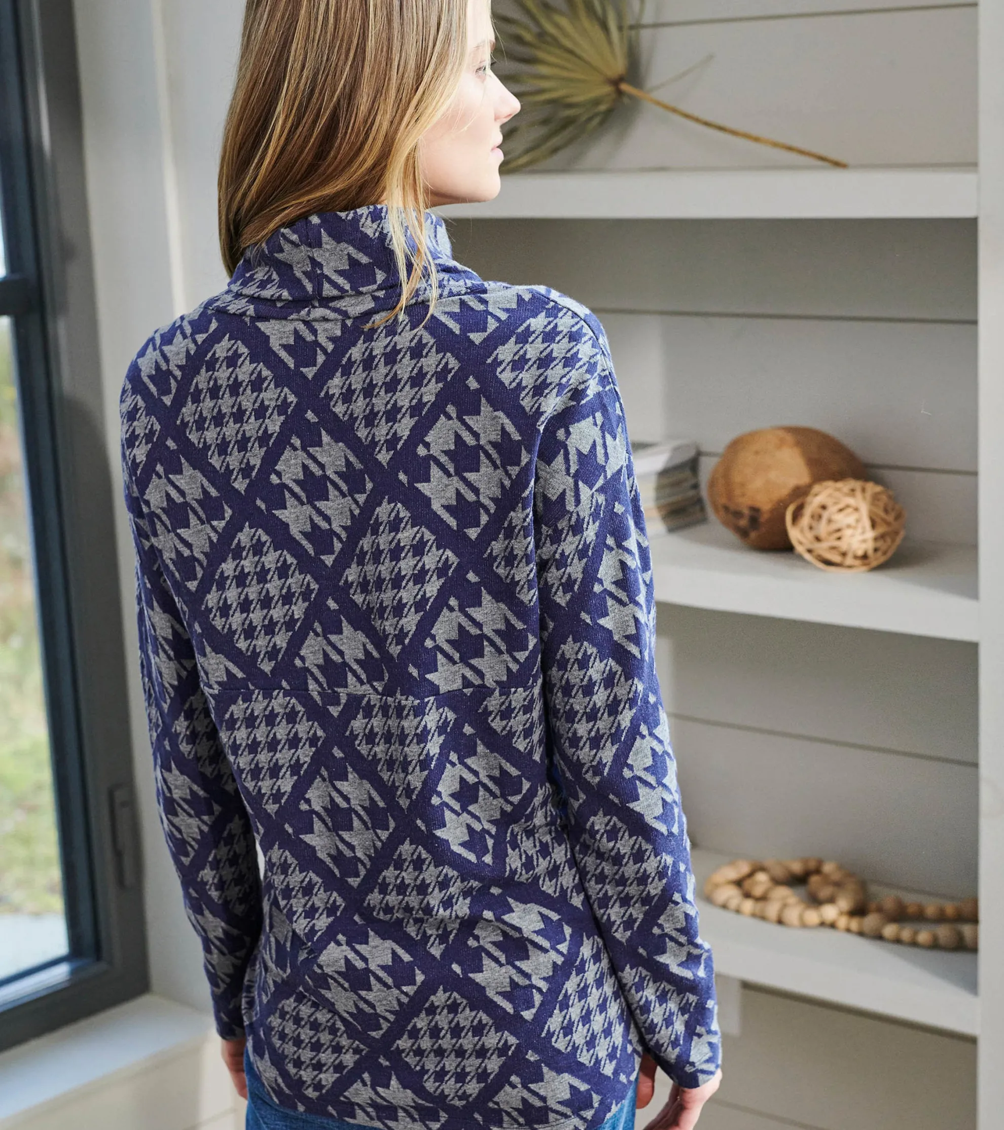 Clearance Funnel Neck Top - Patriot Checks Women Tops