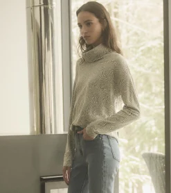 Sale Funnel Neck Top - Textured Swirl Women Tops