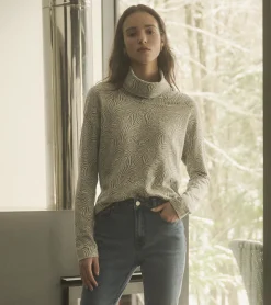 Sale Funnel Neck Top - Textured Swirl Women Tops