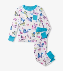 Online Girls Big Butterflies Bamboo Pajama Set Sleepwear|Sleepwear