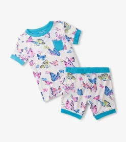 Sale Girls Big Butterflies Bamboo Short Pajama Set Sleepwear|Sleepwear