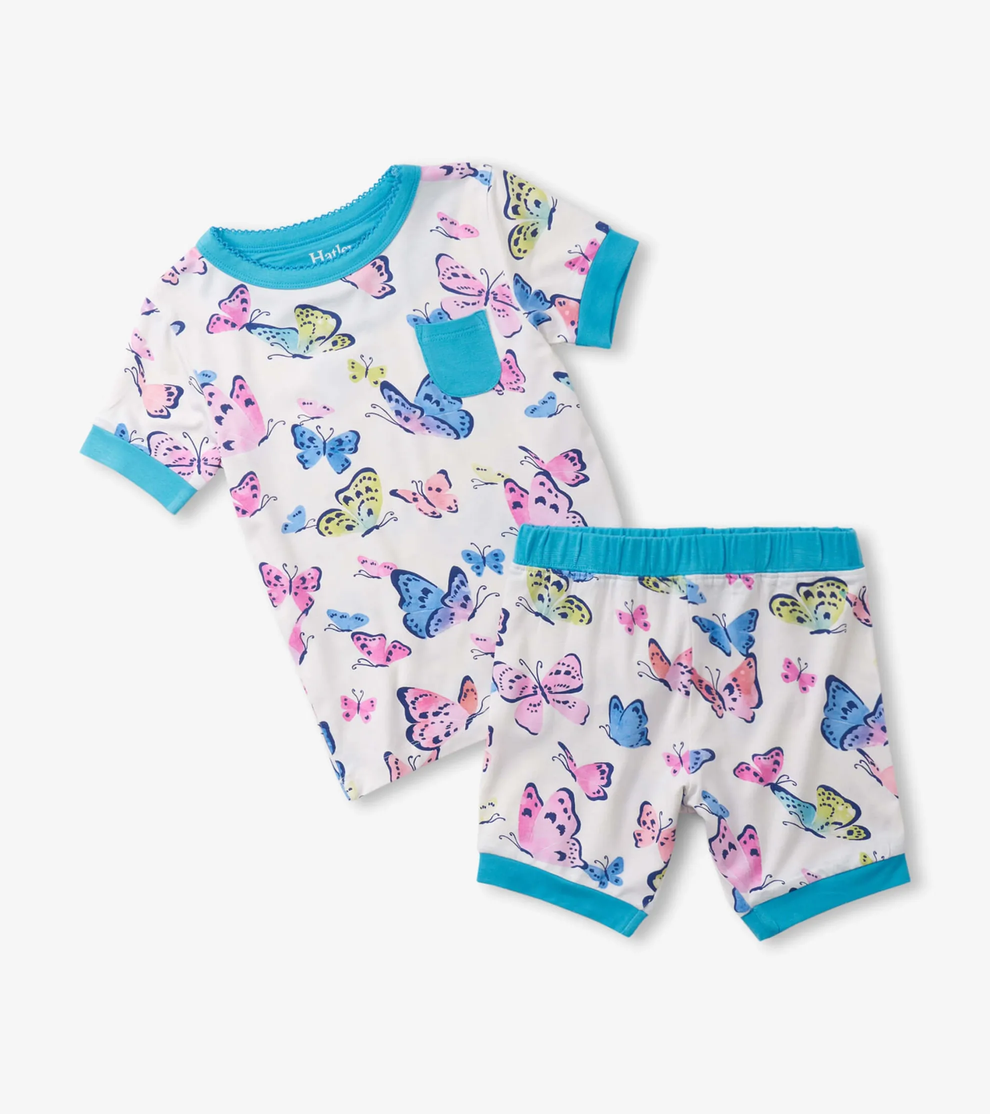 Sale Girls Big Butterflies Bamboo Short Pajama Set Sleepwear|Sleepwear