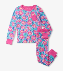 Outlet Girls Big Poppies Bamboo Pajama Set Sleepwear|Sleepwear