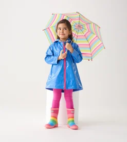 Online Girls Blue Glitter Swing Jacket Rainwear|Rainwear