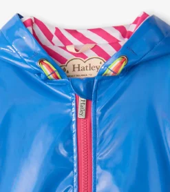 Online Girls Blue Glitter Swing Jacket Rainwear|Rainwear