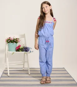 Hot Girls Chambray Smocked Jumpsuit Rompers