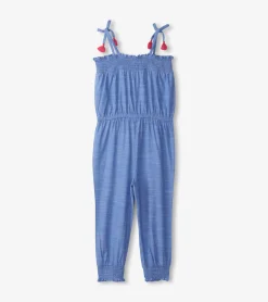 Hot Girls Chambray Smocked Jumpsuit Rompers