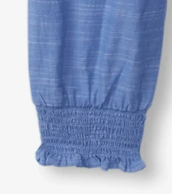 Hot Girls Chambray Smocked Jumpsuit Rompers