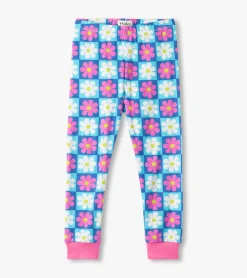 Outlet Girls Checkered Daisies Organic Cotton Pajama Set Sleepwear|Sleepwear